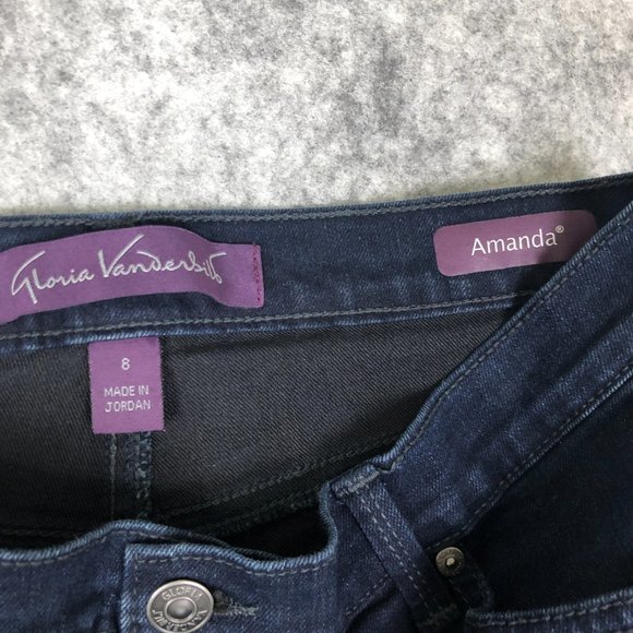 Gloria Vanderbilt Amanda Jeans Size 8S Womens Dark Wash Blue Distressed Hi Rise - Picture 7 of 11
